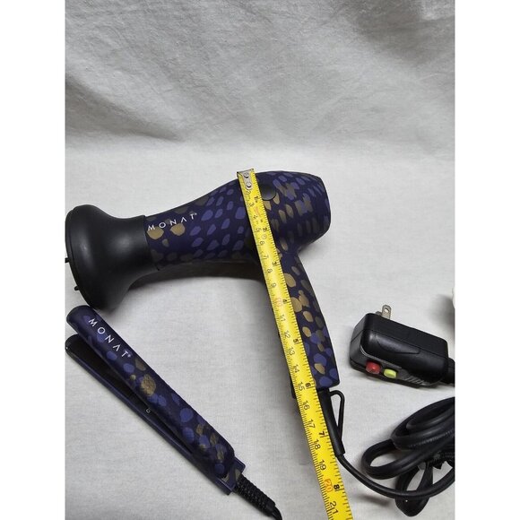 Monat Mini Travel Hair Dryer And Mini Iron Purple/Gold Cheetah Print- Travel - Picture 4 of 11